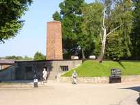 Crematorium in Auschwitz met de lijkenkamer annex gaskamer