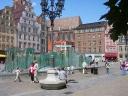 The fountain on the splendid Rynek square (city hall square) in Wrocław